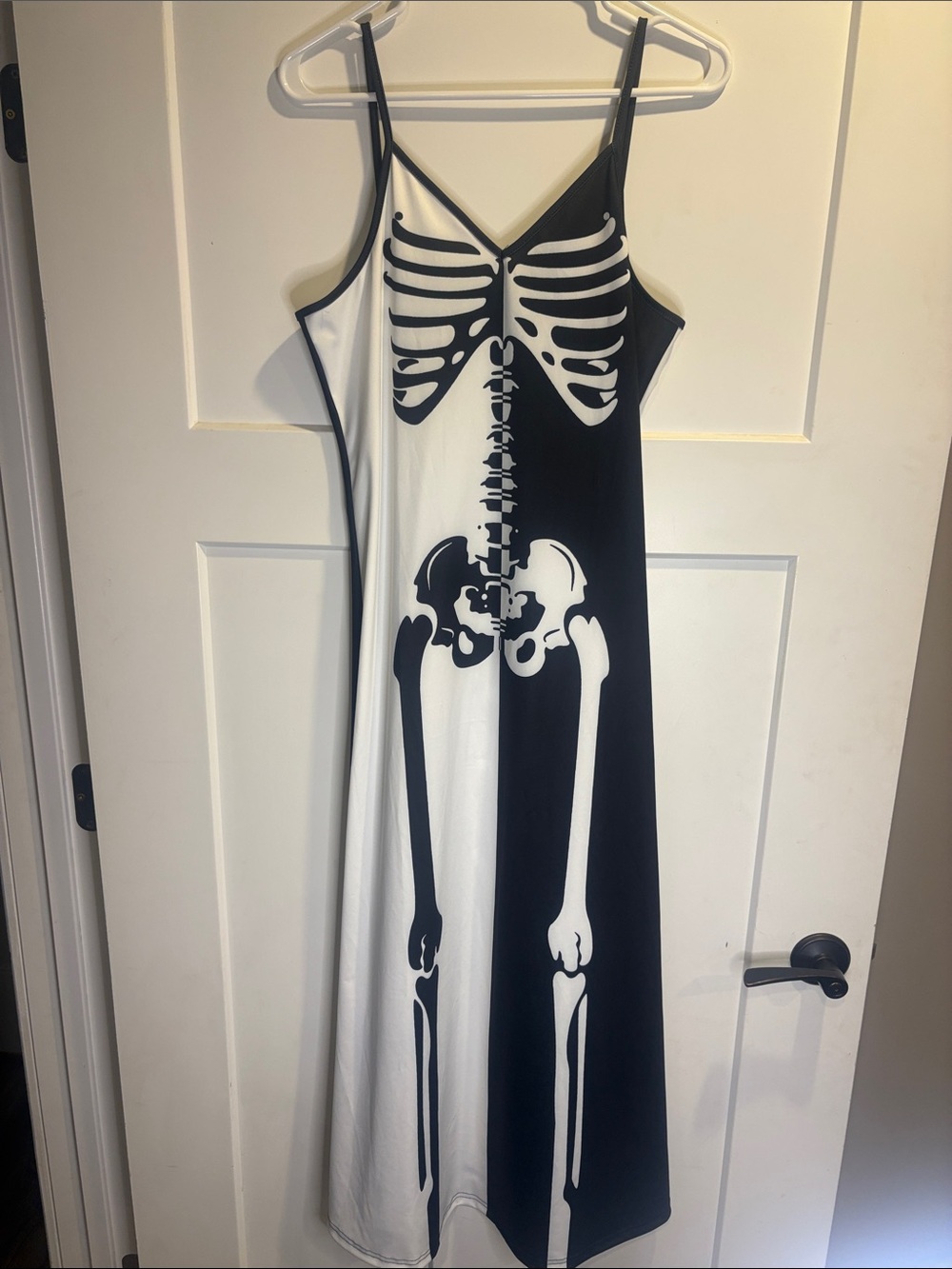 Women’s Black & White Skeleton Slip Dress